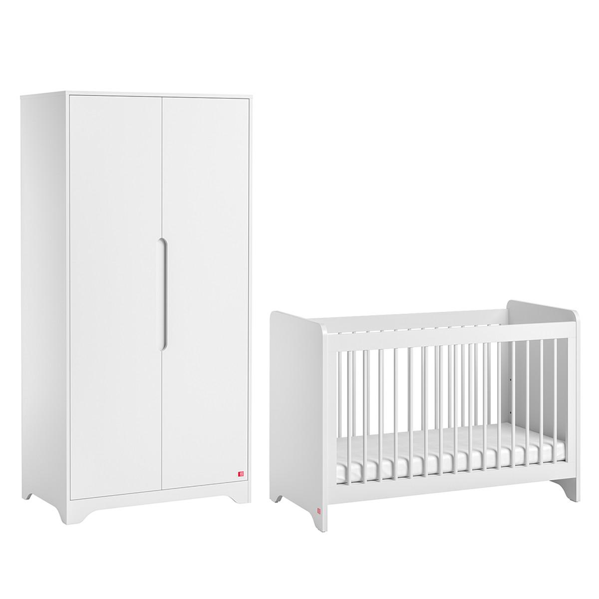 BABYZIMMER 2-teilig Ova Weiß - Weiß, Holzwerkstoff (124.5/86/65cm) - Petits-meubles