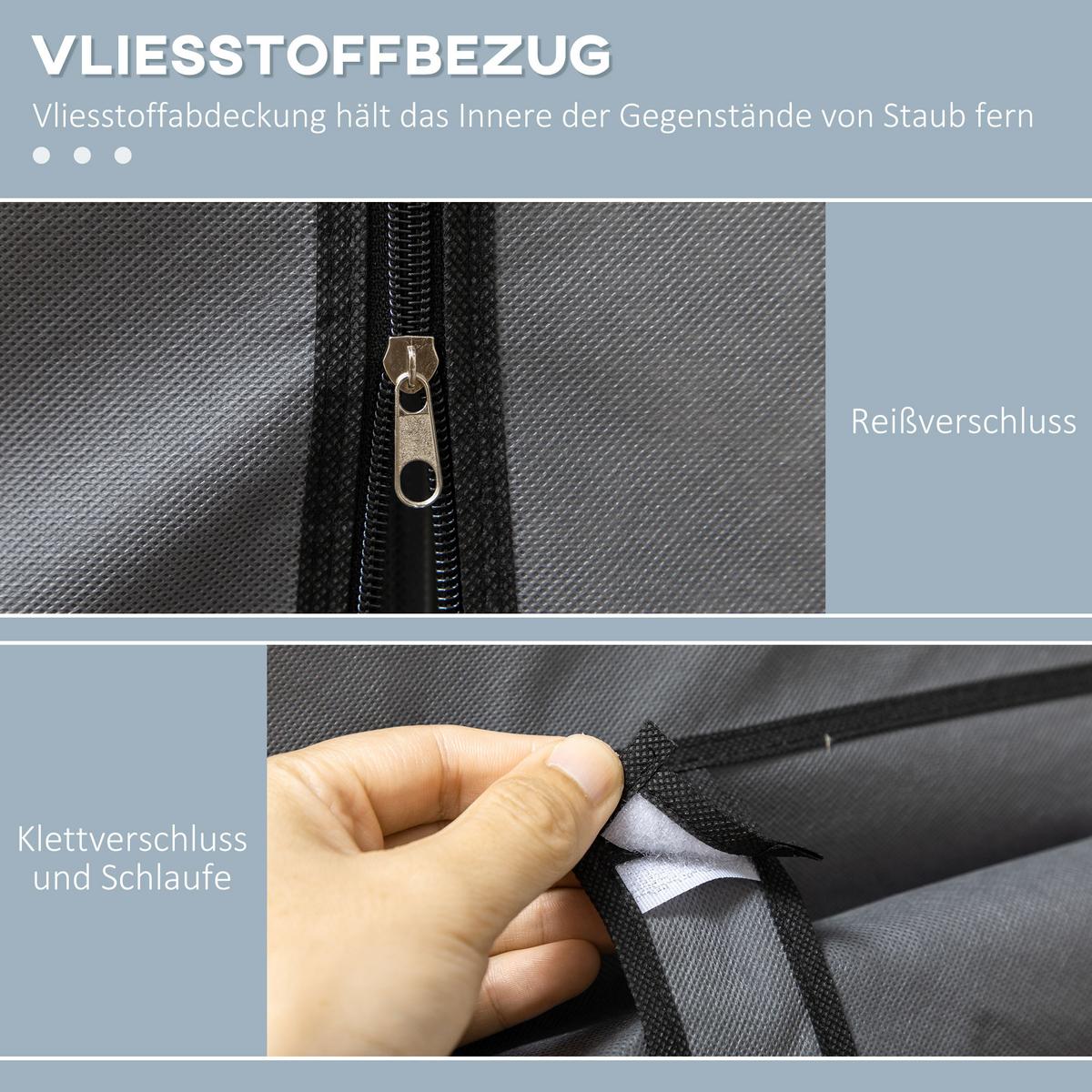 STOFFSCHRANK, Kleiderschrank, Faltschrank mit Reißverschluss, Faltbare Garderobe - Dunkelgrau, Kunststoff/Textil (43/162.5/125cm) - HOMCOM
