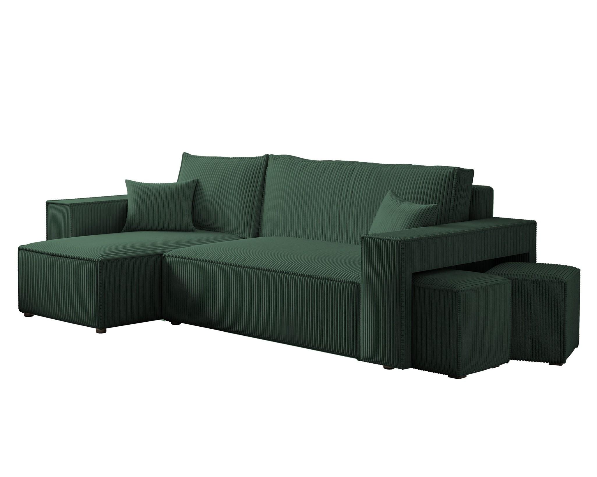 ECKSOFA Adara Inkl. Hocker - Grün, Holzwerkstoff/Textil (262/145cm) - Fun Möbel