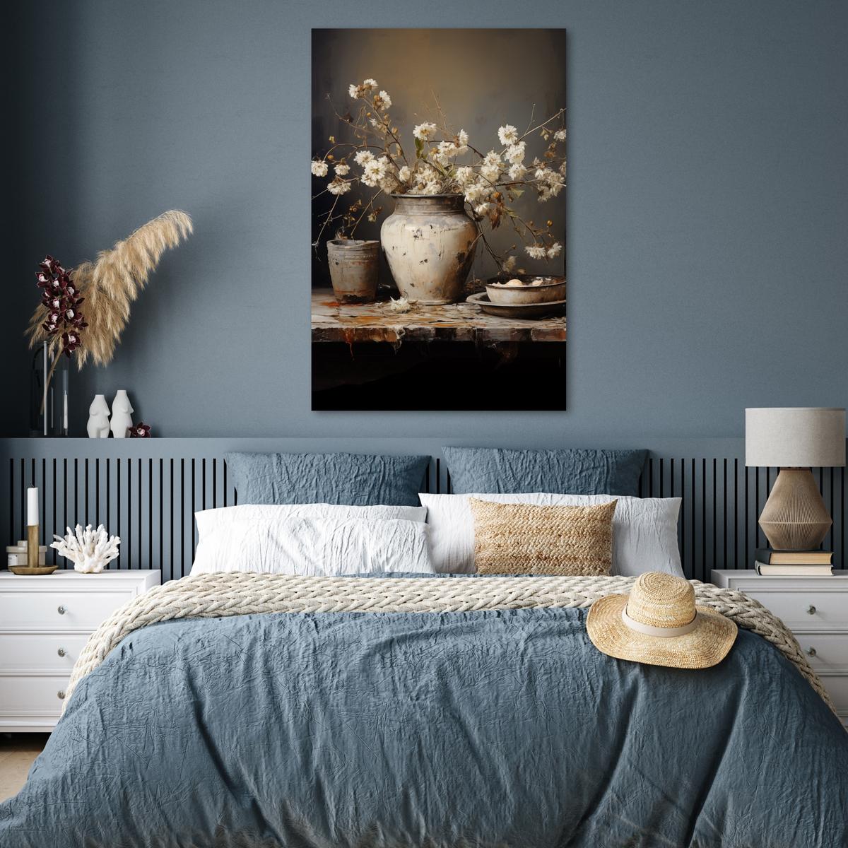 POSTER Stilleben - Blumen - Blumenstrauß - Vase - Wein Wandbild Schlafzimmer 80x120 cm - Schwarz, Papier (80/120/0.1cm) - MuchoWow