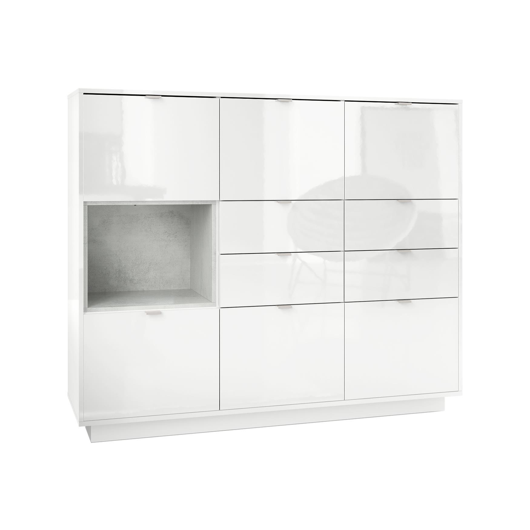HIGHBOARD Metro Einsatz in Beton Oxid Optik - Hellgrau, Holzwerkstoff (153/123/37cm) - Vladon