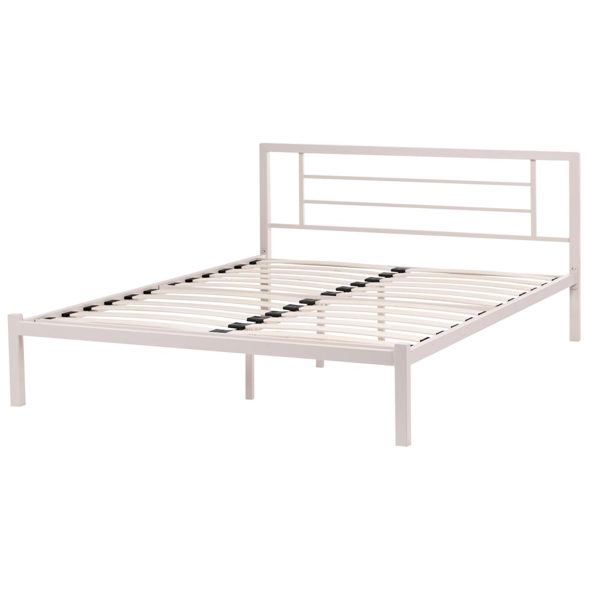 BETT mit Lattenrost 160/200 Stahl Hellbeige Cusset - Beige, Metall (160/200cm) - Beliani