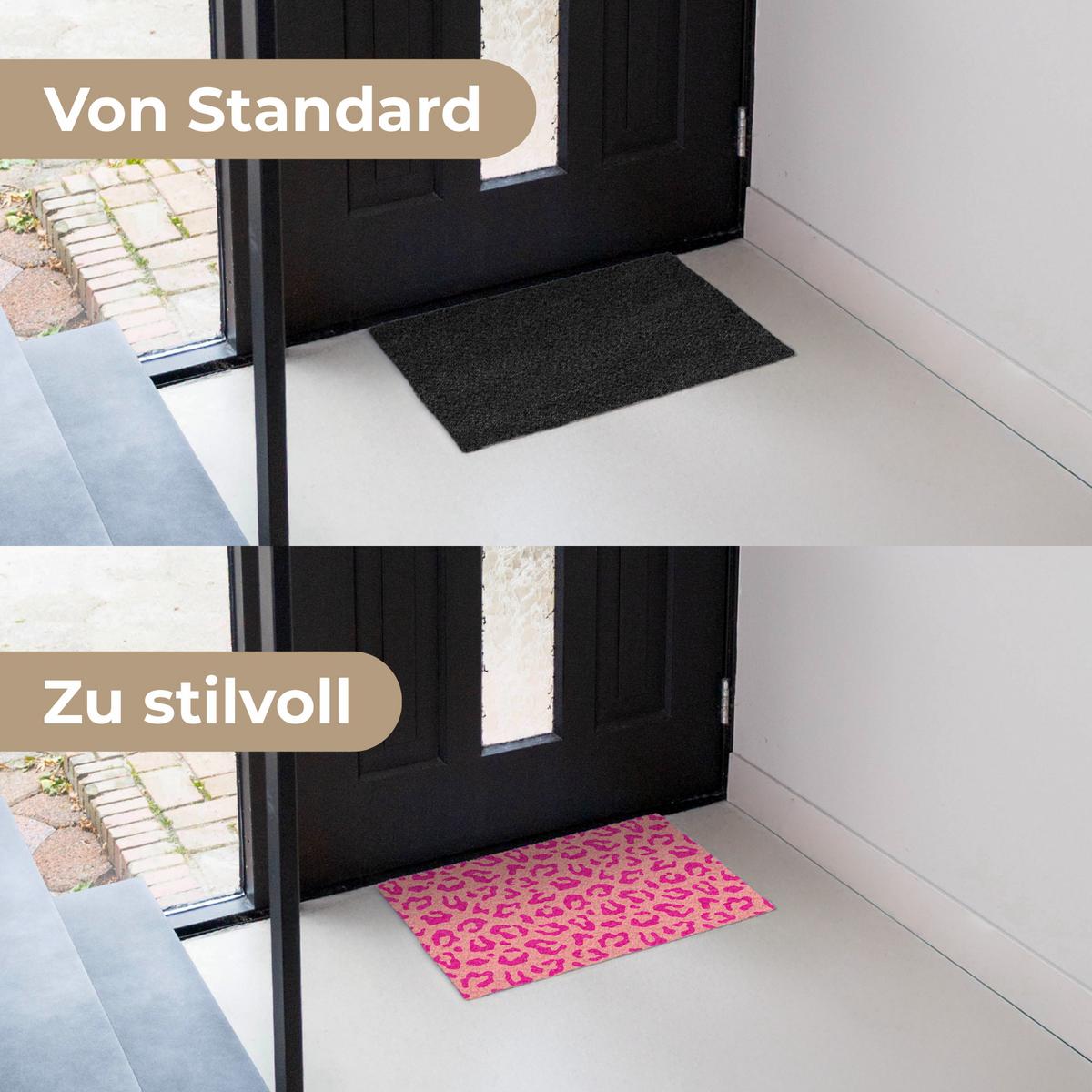 FUSSMATTE Pantherdruck - Rosa - Tierdruck - Minimalistisch Sauberlaufmatte 60x40 cm - Pink, Kunststoff (60/0.4cm) - MuchoWow