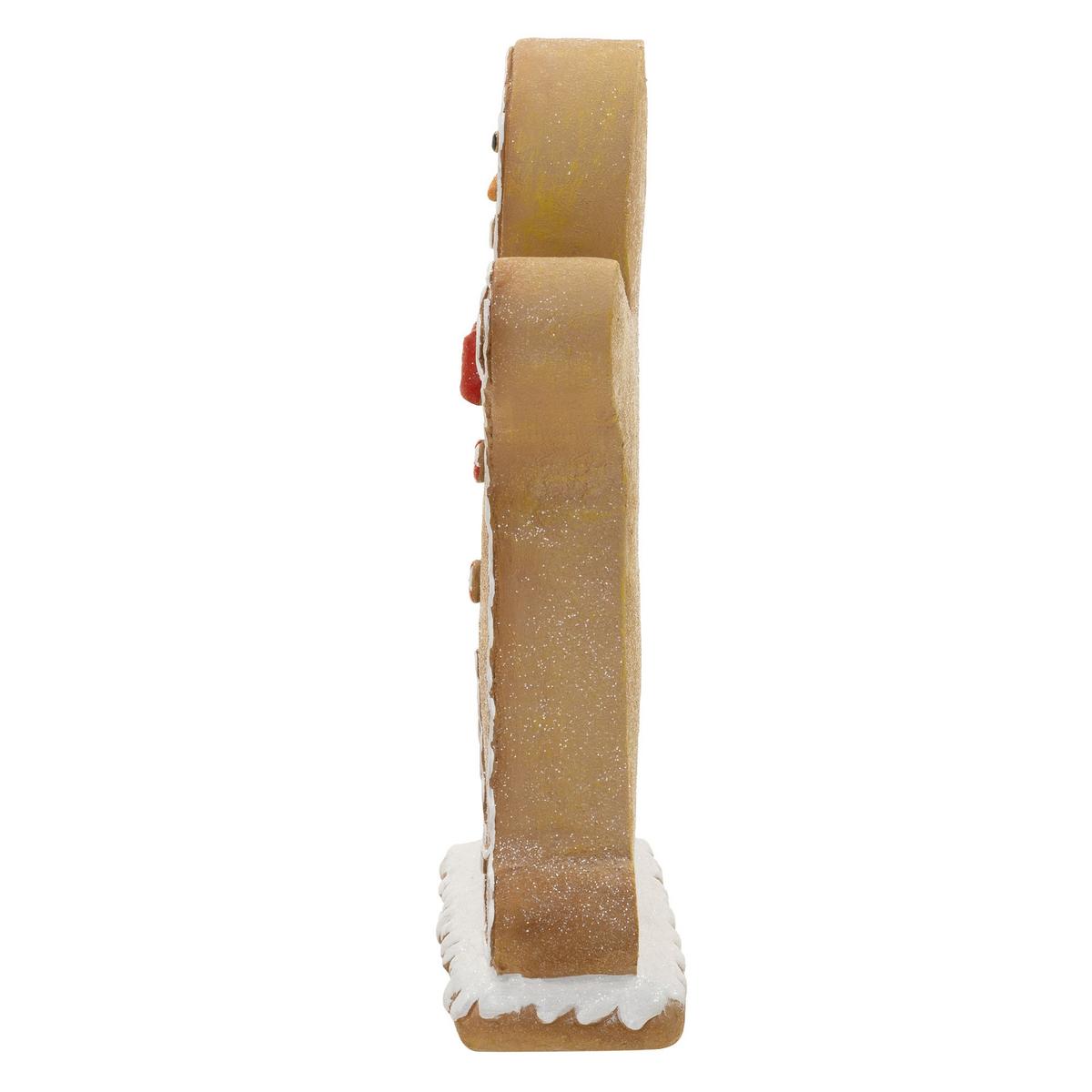 LEBKUCHENMANN-FIGUR mit Fliege 75 cm Weihnachtsdeko Innen mit LED-Beleuchtung - Braun, Stein (50/75/20cm) - ECD-Germany