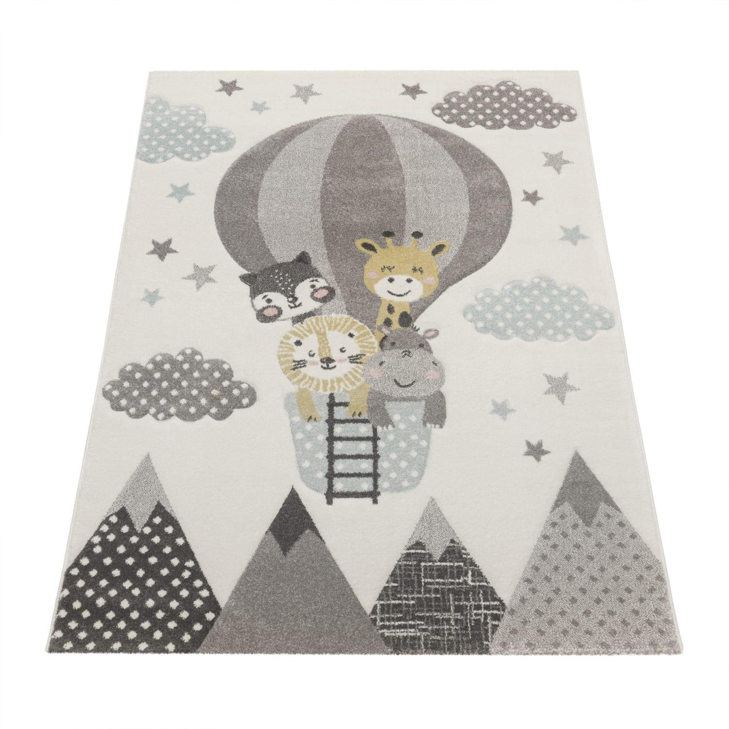 KINDERTEPPICH, mit Ballon- und Tier-Motiv, aus Polypropylen, Creme, 120 x 170 cm - Beige, Textil (120/170cm) - KADIMA DESIGN