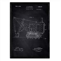 POSTER Bagger Lkw Patent A3 Rahmenlos - Schwarz, Papier (29.7/5/42cm) - Nacnic