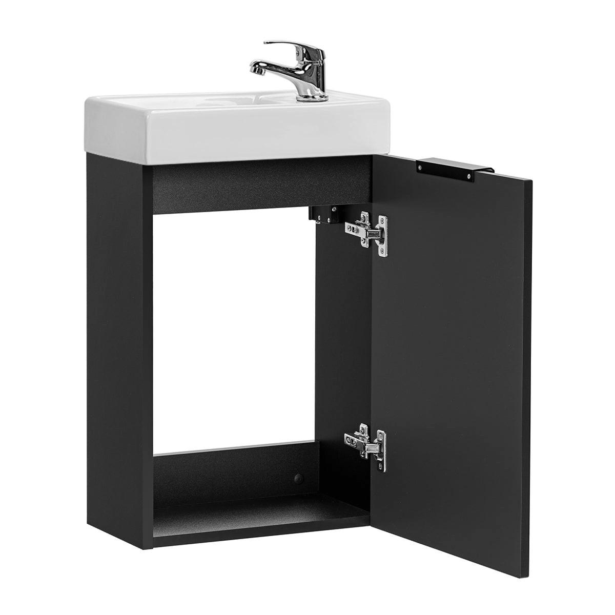 WASCHTISCH 40cm Adriel Mattschwarz - Schwarz, Holzwerkstoff (40/66/22cm) - Petits-meubles