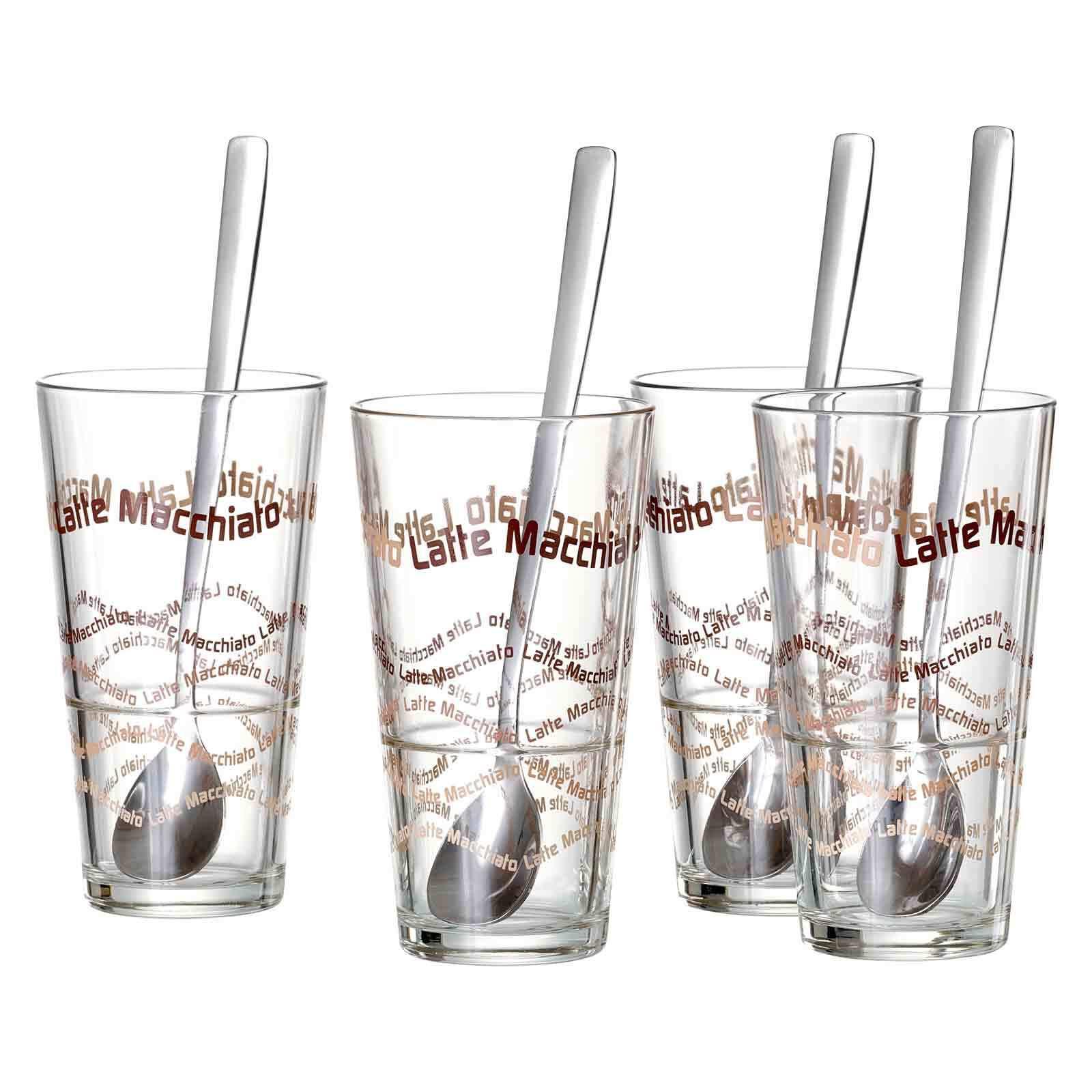LATTE MACCHIATO GLÄSER + LÖFFEL Sana transparent 370 ml 4er Set - Transparent, Glas (370L) - Ritzenhoff Breker