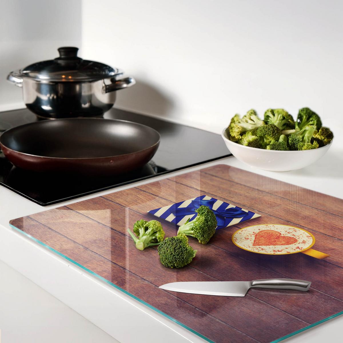 GLASPLATTE 60x52 cm Kaffeegeschenk - Blau, Glas (60/0.4/52cm) - TULUP