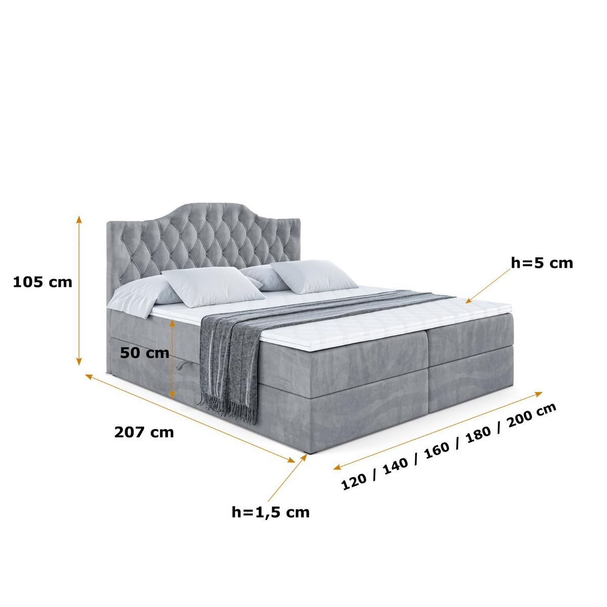 BOXBETT mit Matratze H4 und Lattenrost - VILA-1 - 140x200 cm - H4 - Grau - Grau, Holzwerkstoff (140/200cm) - ALTDECOR