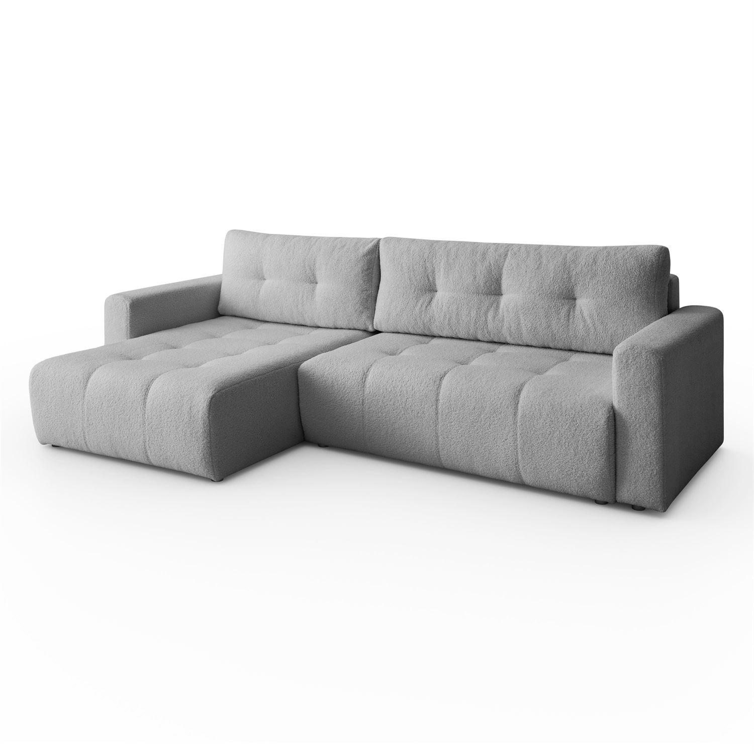 ECKSOFA ASTON mit Schlaffunktion und Bettkasten - Grau, Textil (261/143cm) - Lookway