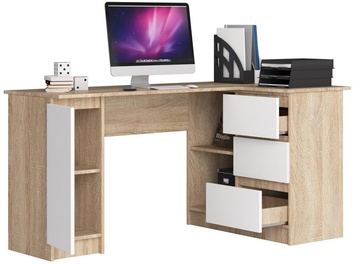 SCHREIBTISCH Eiche Sonoma, Weiß 77/155/85 - Weiß, Holzwerkstoff (80/92/77cm) - RAUMHIRSCH FURNITURE