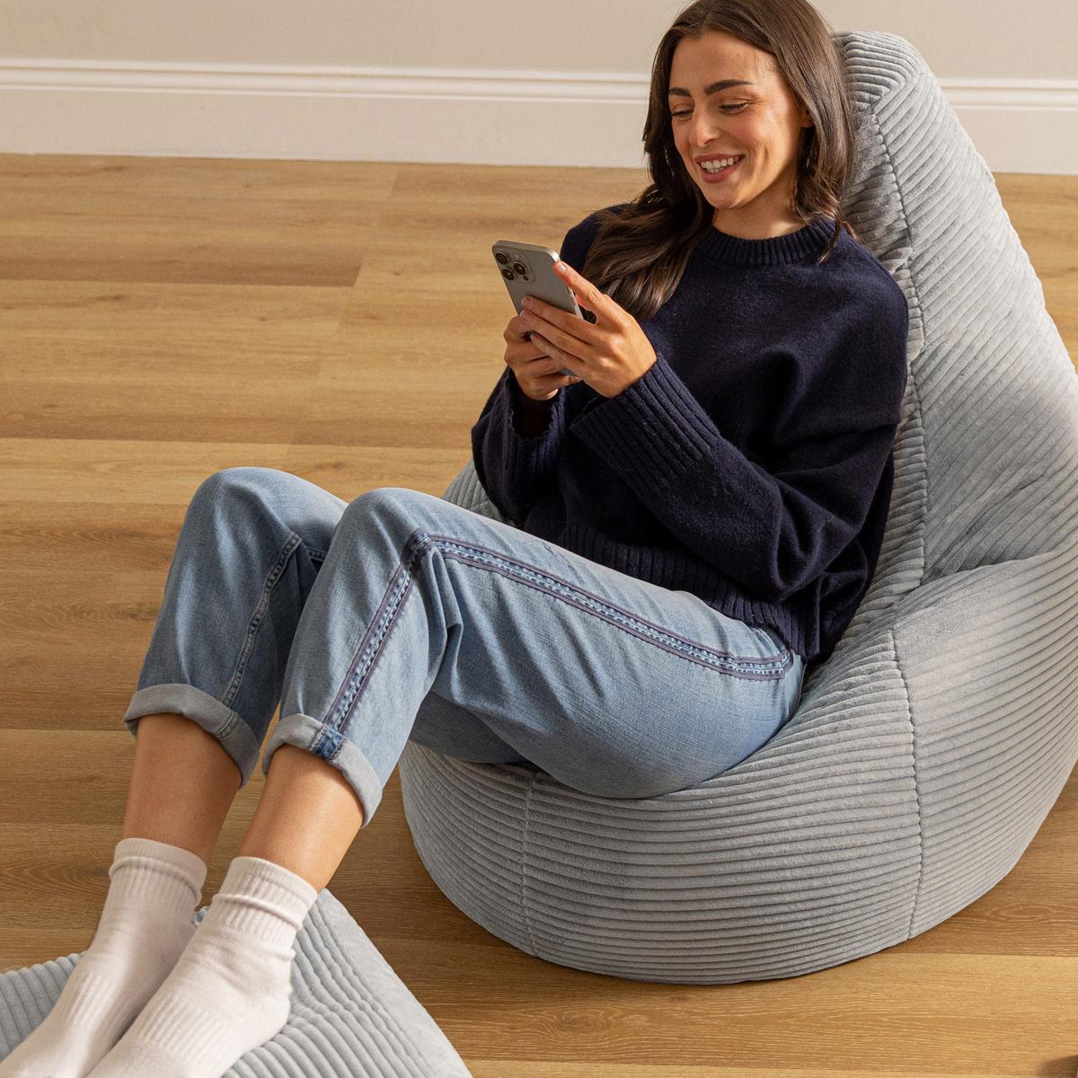 SITZSACK Dalton mit Hocker - Grau, Textil (82/76/82cm) - icon