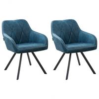ESSZIMMERSTUHL 2er-Set Polsterbezug Blau Monee - Blau, Textil/Metall (48/78/50cm) - Beliani