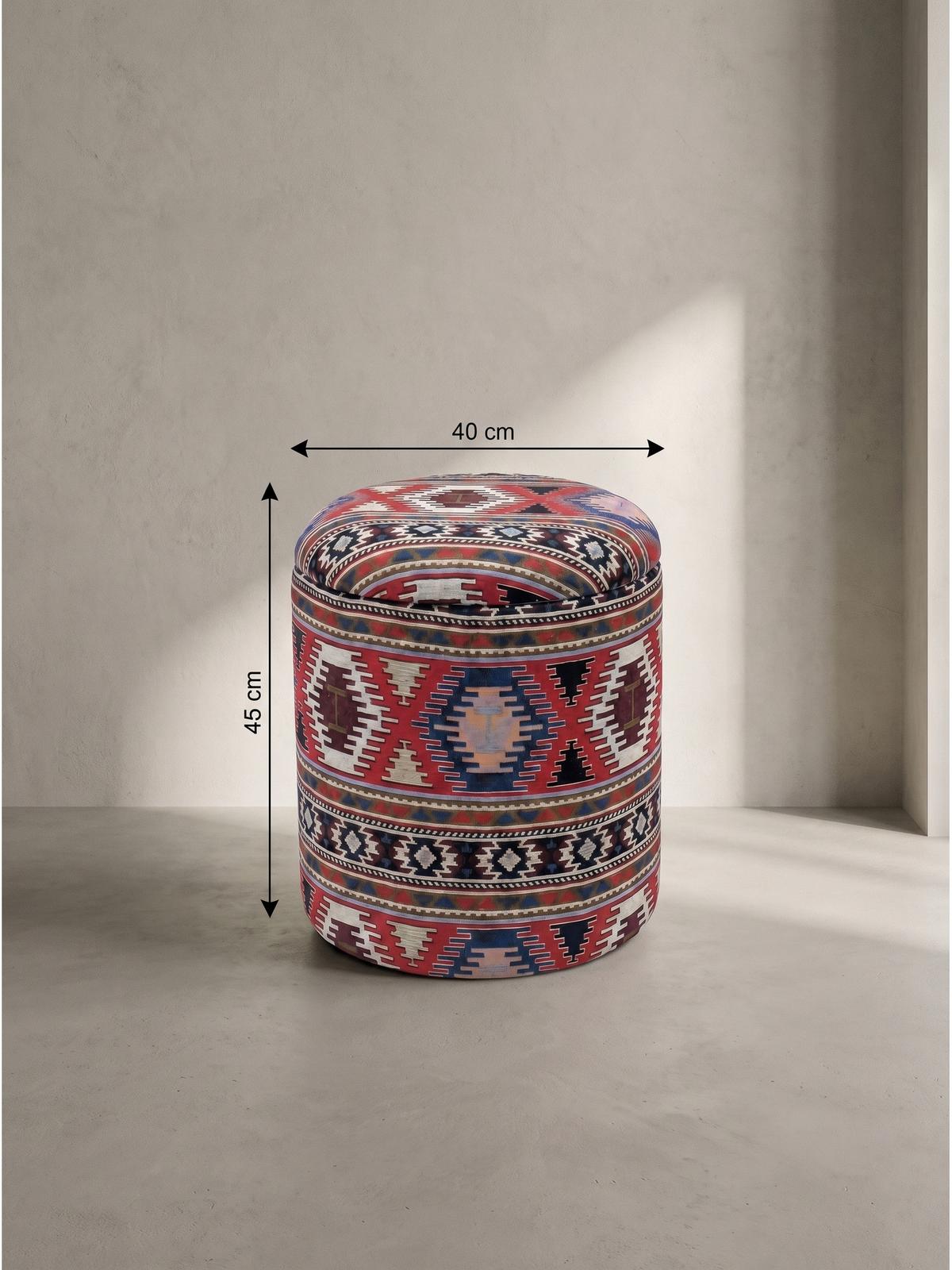 SITZHOCKER RHONE, Stoff, mit Textilbezug, Mehrfarbig, Ø 40 x 45 cm - Multicolor, Textil (40/45/40cm) - KADIMA DESIGN
