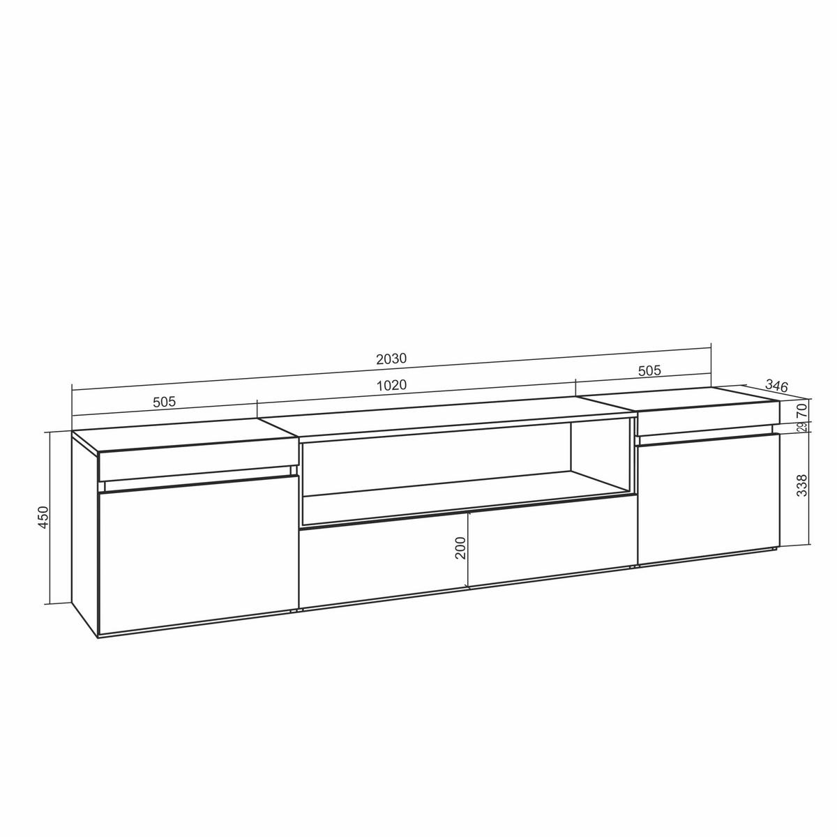 LOWBOARD Hängend, Zementgrau, 200/35/45cm - Grau, Holzwerkstoff (200/45/35cm) - Skraut Home