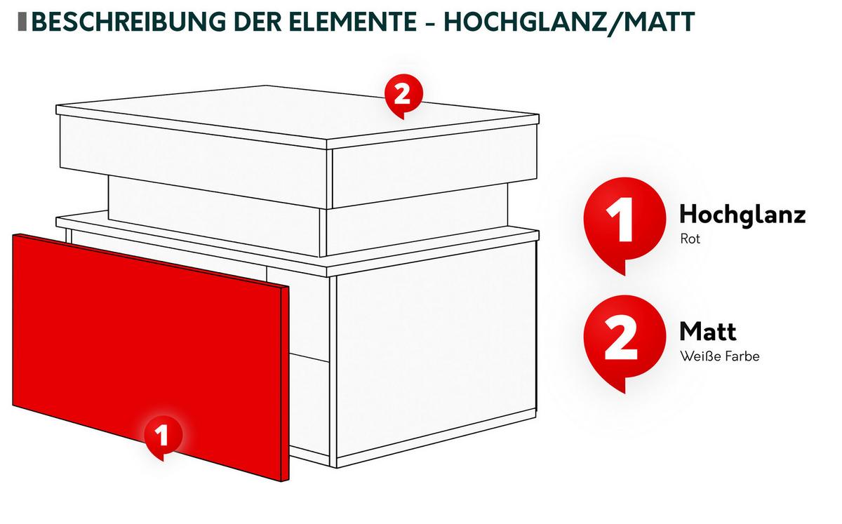 NACHTTISCH 1S Glossa - Schwarz, Holzwerkstoff/Kunststoff (55/51/39cm) - MIRJAN24