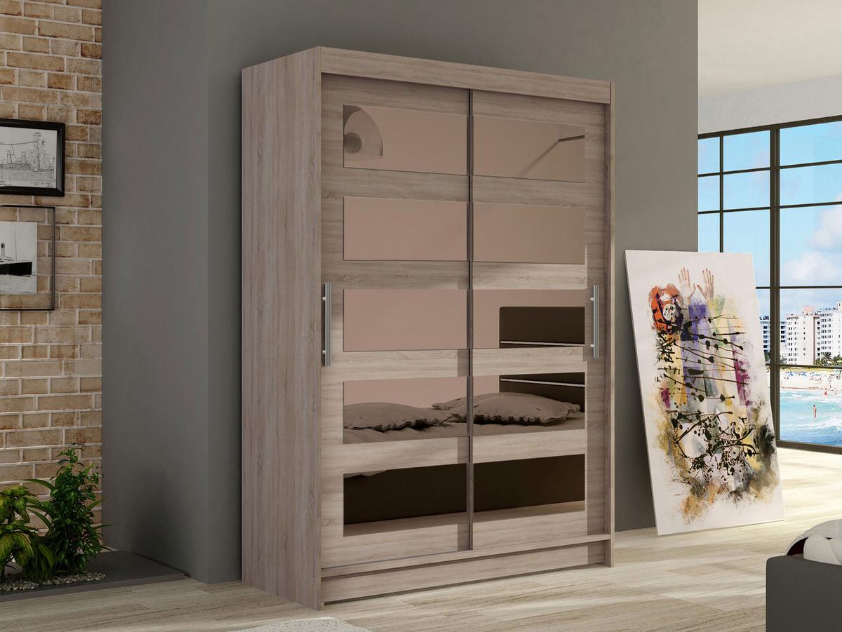 KLEIDERSCHRANK Miami IV - Silberfarben/Trüffeleichefarben, Holzwerkstoff/Kunststoff (120/200/58cm) - MIRJAN24