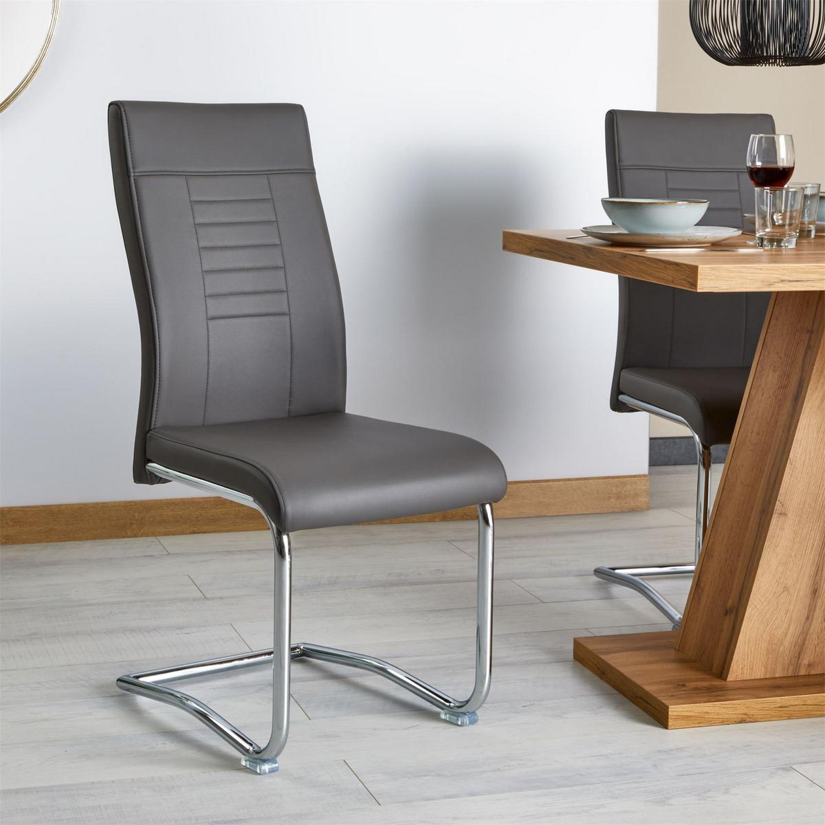 ESSZIMMERSTUHL LOANO 4er-Set dunkelgrau - Dunkelgrau, Textil (42/98/60cm) - CARO-Möbel