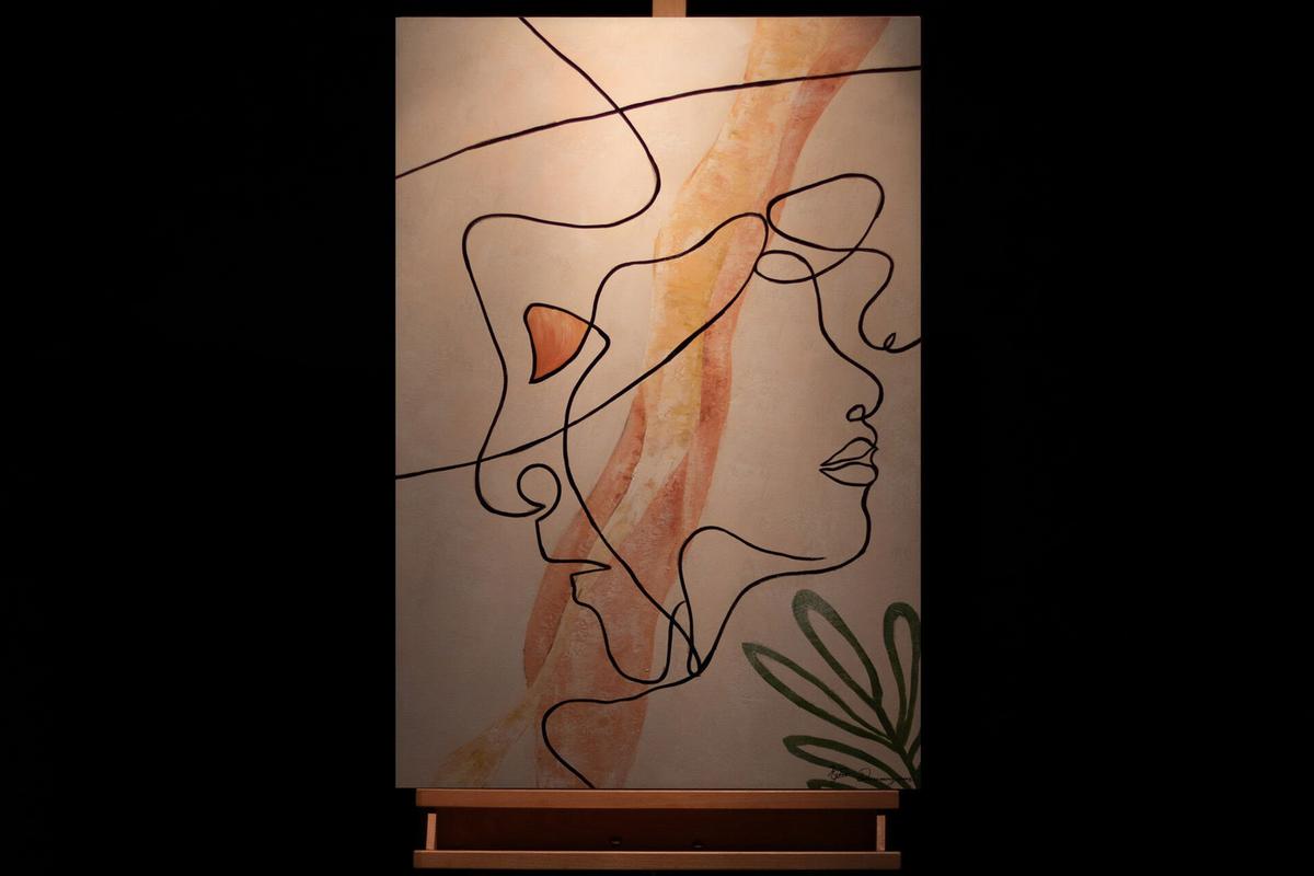 ACRYLBILD HANDGEMALT 60/90 cm - Schwarz/Orange, Holz/Textil (60/90cm) - KUNSTLOFT