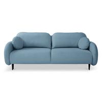 BETTSOFA AGIO Blau Plüsch-Stoff mit Schlaffunktion - Blau, Holz (232/95/109cm) - MASSENO