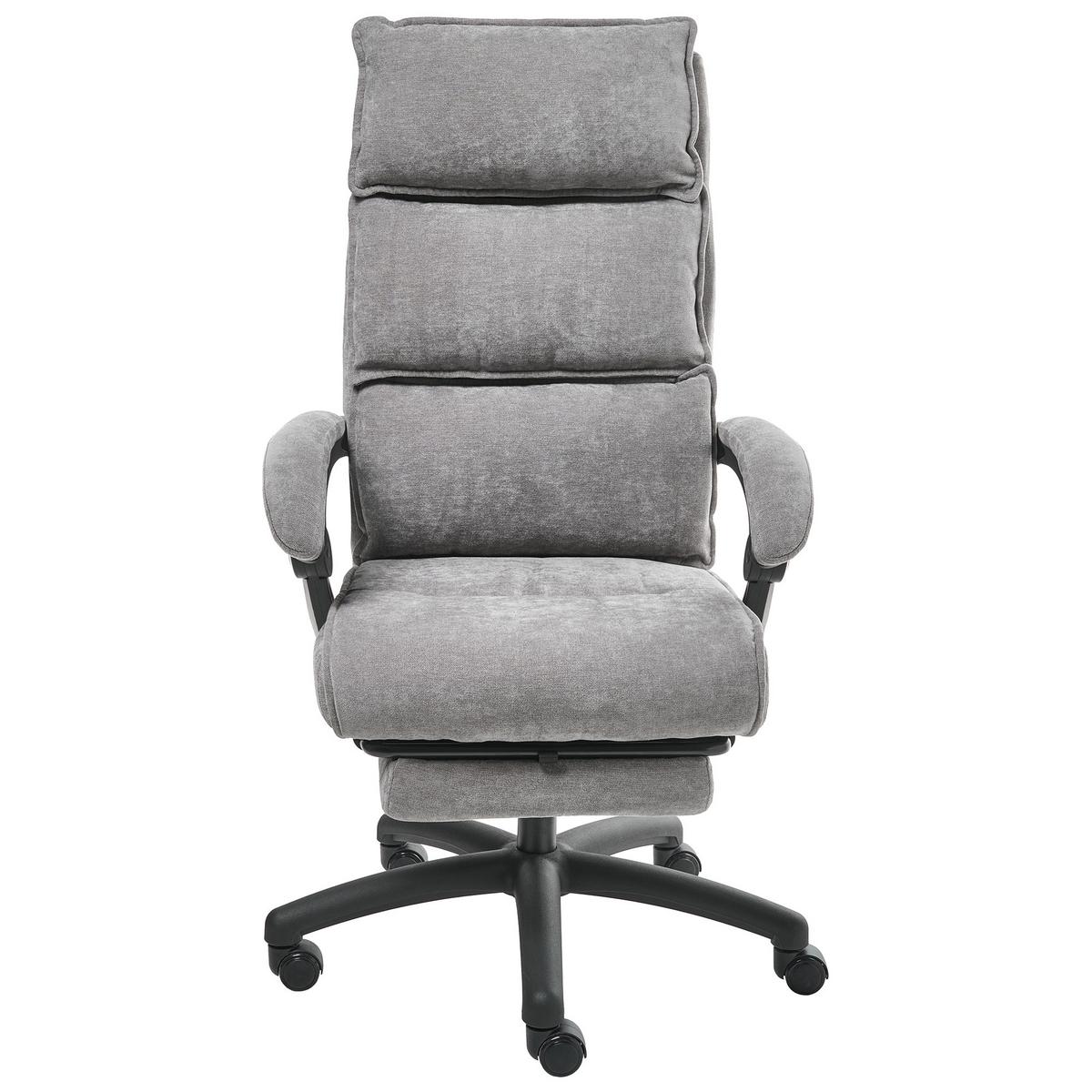 CHEFSESSEL mit Fußstütze Chenillegewebe Grau Eaton - Grau, Textil (50/114/66cm) - Beliani