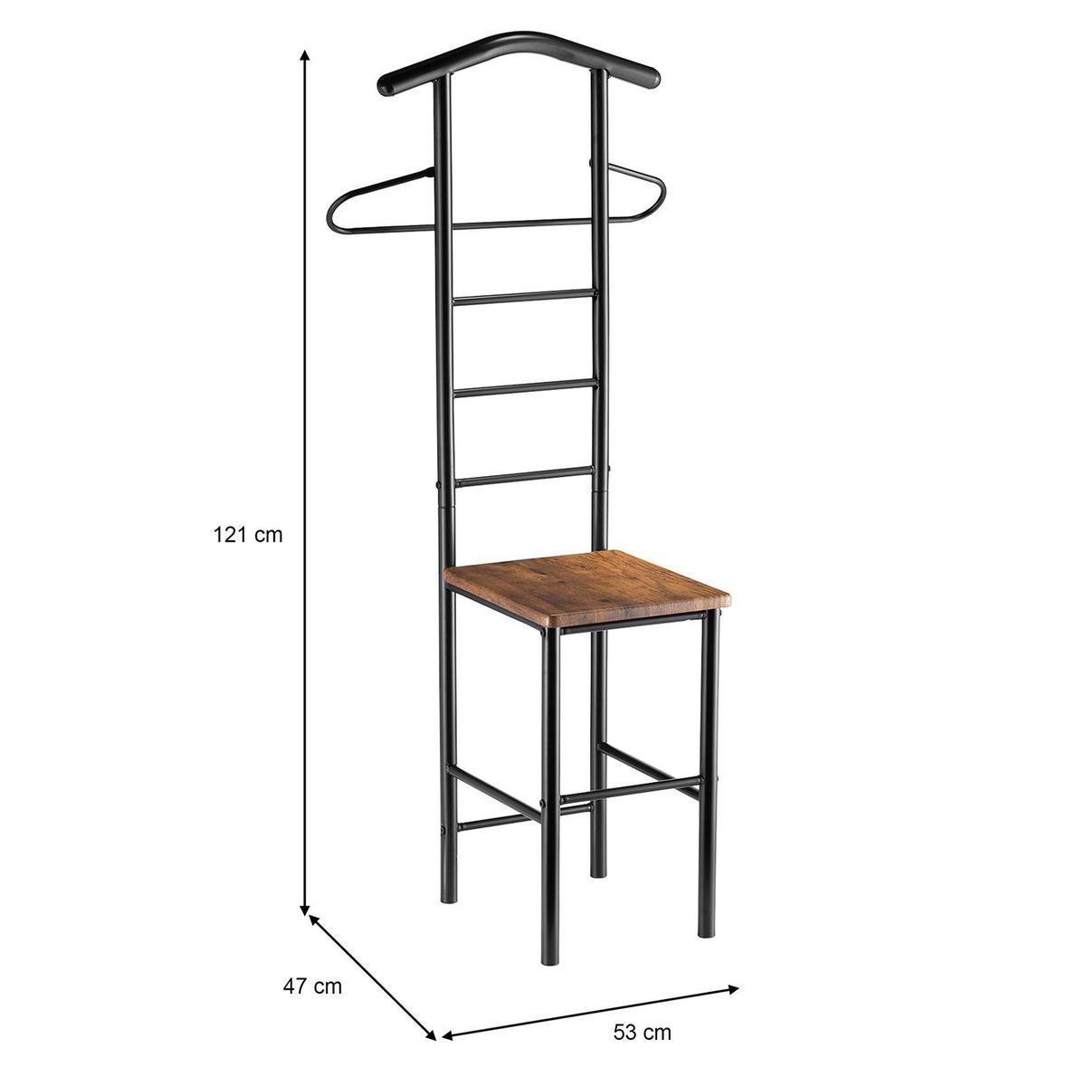 HERRENDIENER JIVO Vintage/schwarz - Dunkelbraun/Schwarz, Metall (53/121/47cm) - CARO-Möbel
