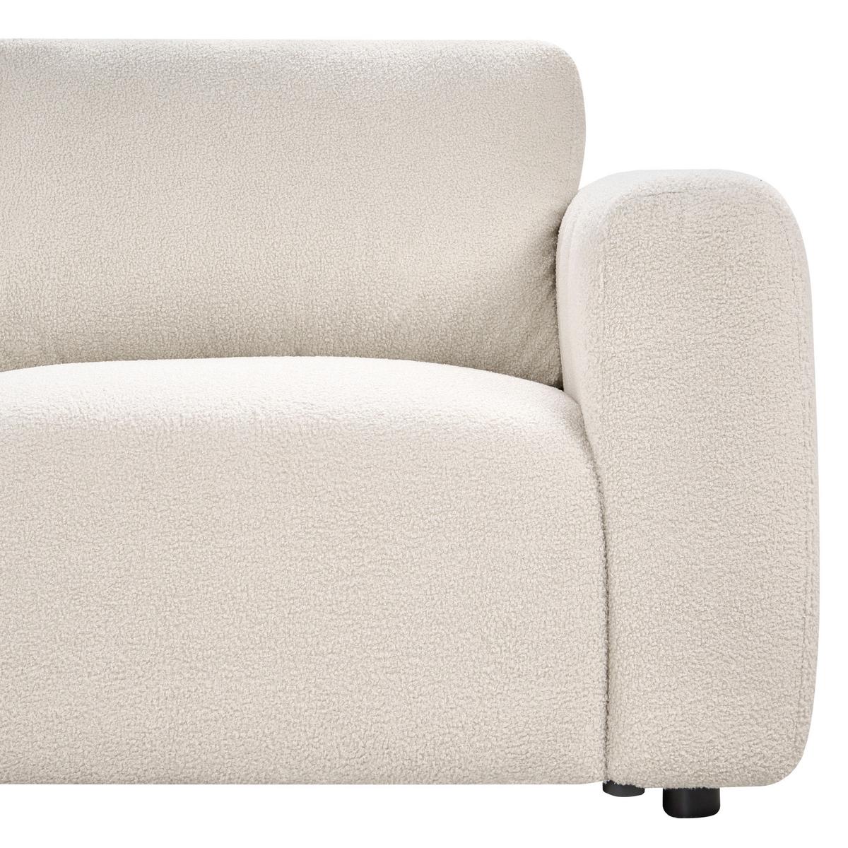 ECKSOFA Modul 5-Sitzer Bouclé Cremeweiß linksseitig Kivvik - Creme, Textil (287/100cm) - Beliani