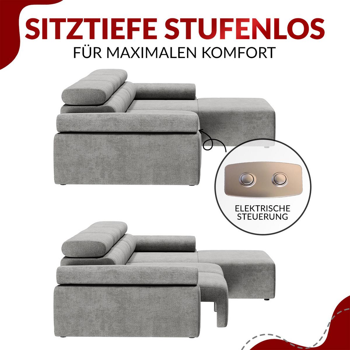 ECKSOFA RILASSO L Hellbraun Cord - links - Hellbraun/Schwarz, Kunststoff/Textil (296/174cm) - MKS