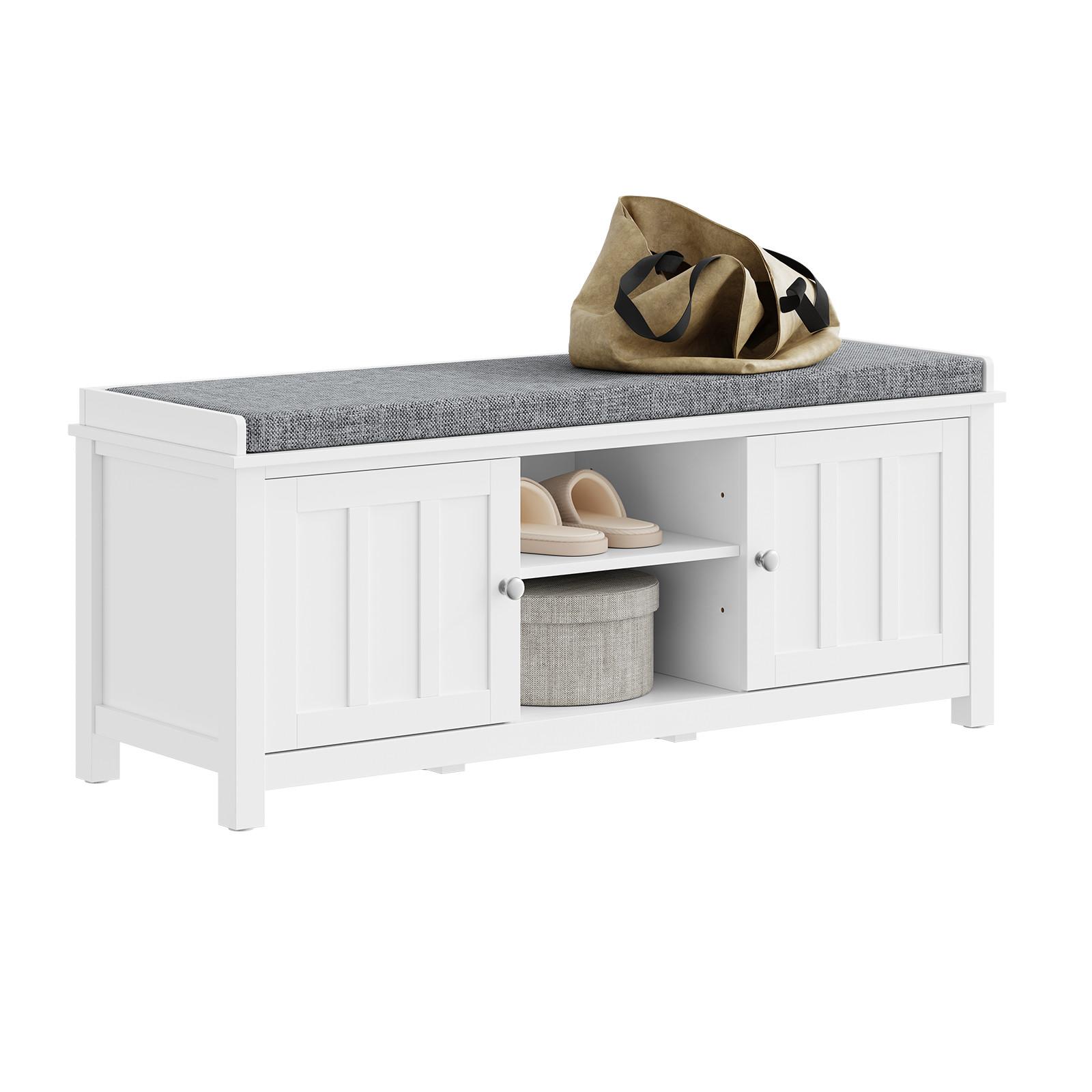 SCHUHBANK mit Sitzfläche FSR35-II-W - Ahornfarben, Fell (105/43/35cm) - SoBuy