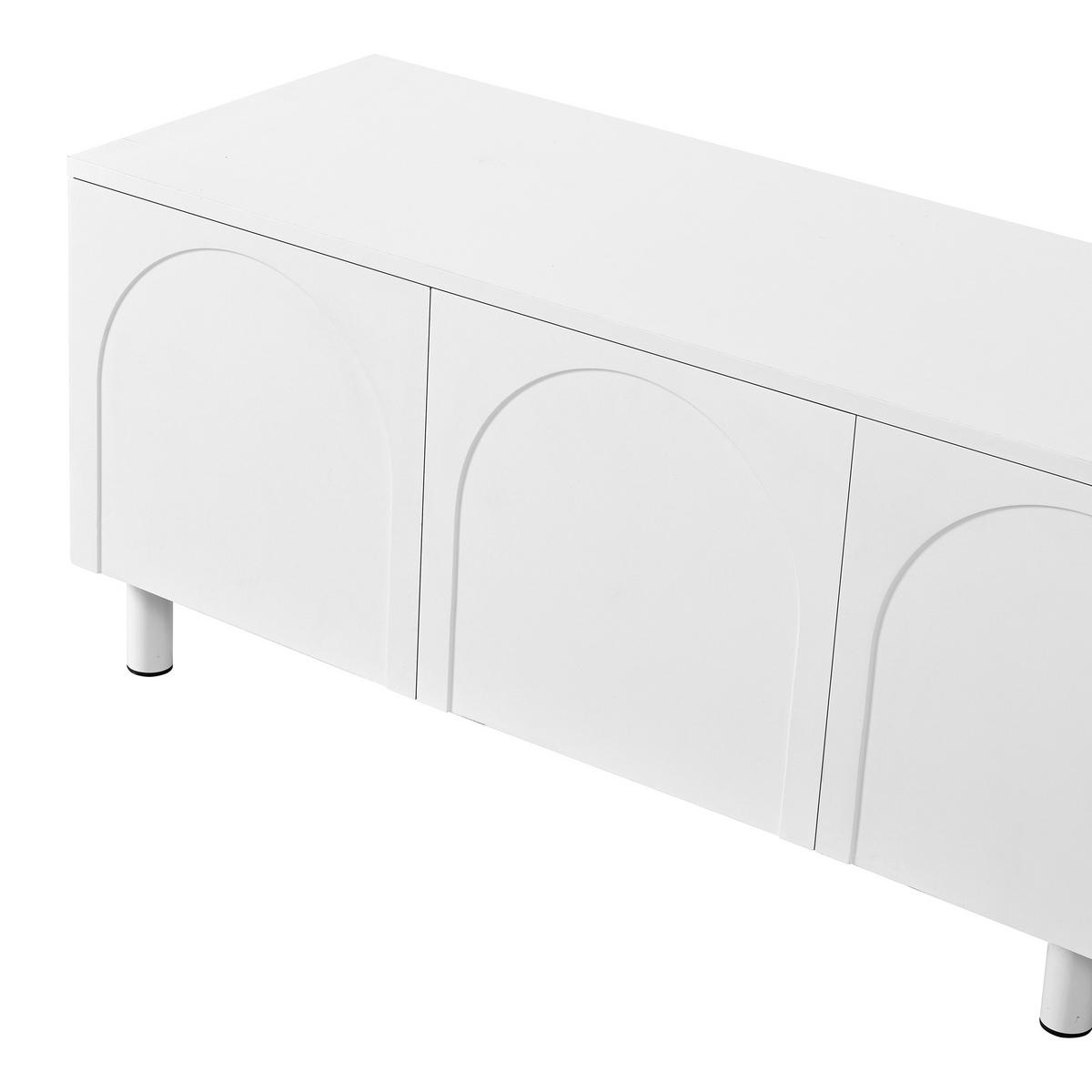 TV-LOWBOARD Weiß 180cm mit 5 Türen Bogen-Design & Metallfüßen - Weiß, Holzwerkstoff (180/45/38cm) - Urban Meuble