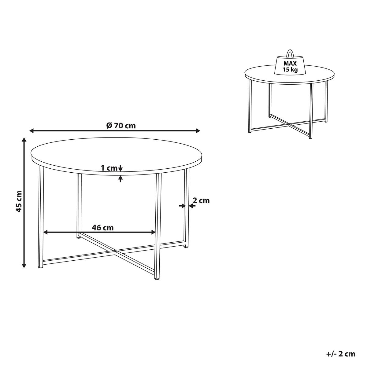 COUCHTISCH Marmor Optik weiß/silber 70cm Quincy - Silberfarben/Weiß, Glas (70/70/45cm) - Beliani