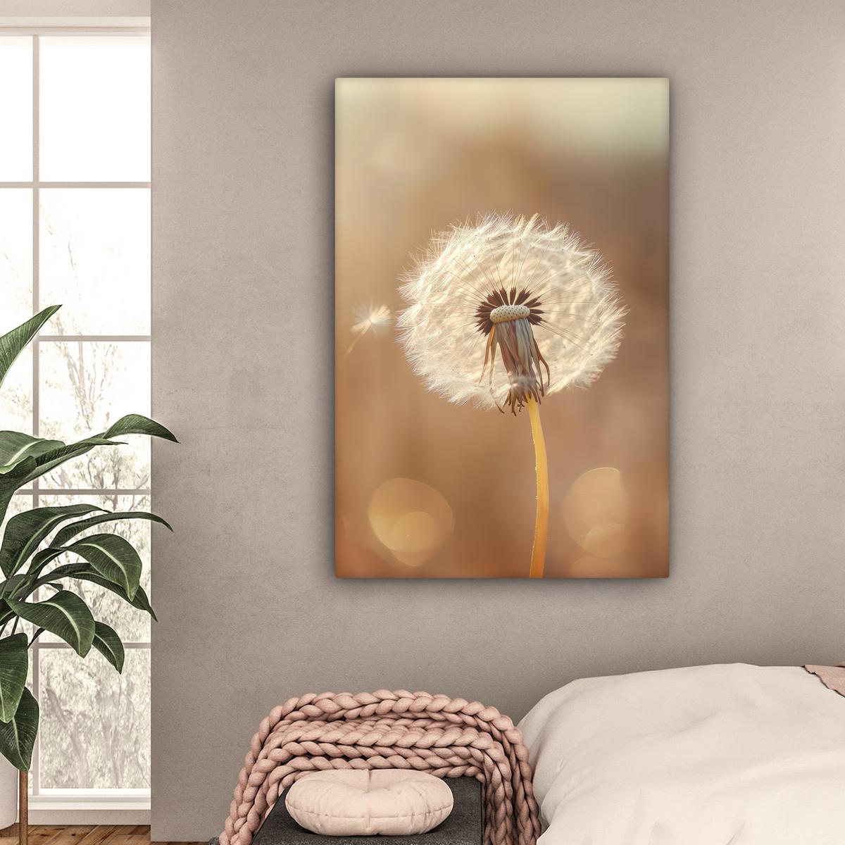 LEINWANDBILD Löwenzahn - Beige - Natur - Blume Deko XXL 80x120 cm - Hellbraun, Textil (80/120cm) - MuchoWow