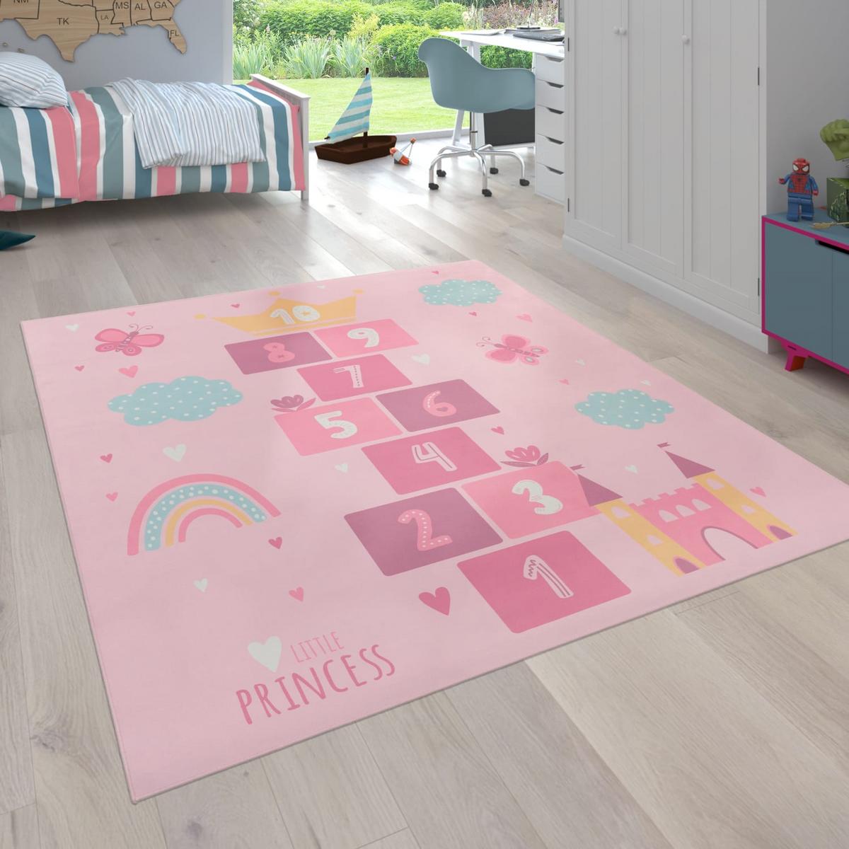 KINDERTEPPICH Waschbar, mit Prinzessinnen-Motiv, Rosa, 200 x 200 cm - Rosa, Textil (200/200cm) - KADIMA DESIGN