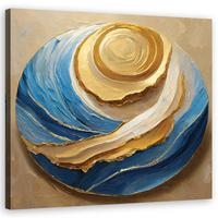 WANDBILD rund abstrakt blau - Blau, Textil (40/40cm) - Feeby
