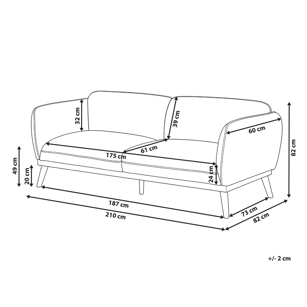 3-SITZER-SOFA Bouclé Weiß Ljung - Hellbraun, Textil (210/82/82cm) - Beliani