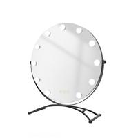 SCHMINKSPIEGEL Runder mit Beleuchtung Schwarz 58/51/2,1 cm - Schwarz, Glas/Metall (50/58/2.1cm) - EMKE