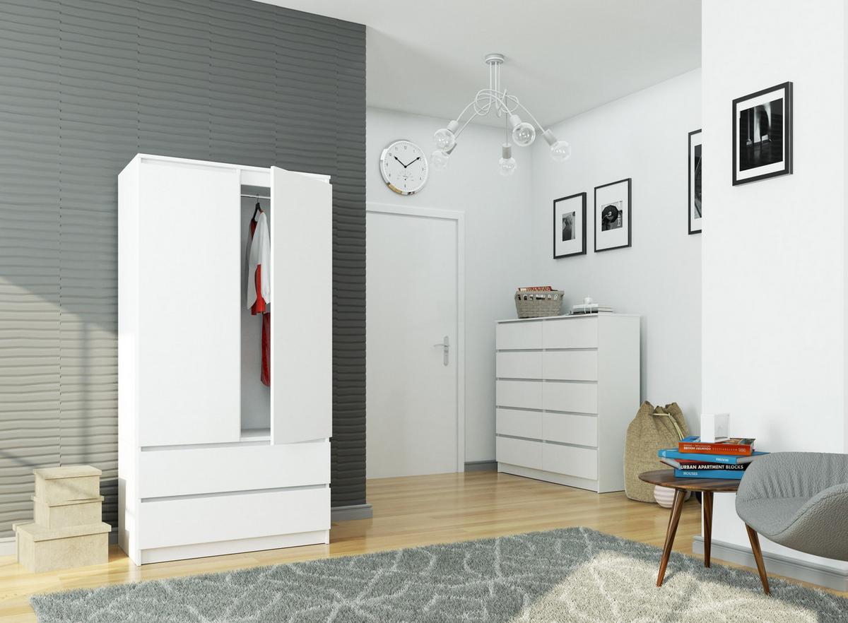 KLEIDERSCHRANK Weiß 180/90/51 - Weiß, Holzwerkstoff (90/180/51cm) - RAUMHIRSCH FURNITURE