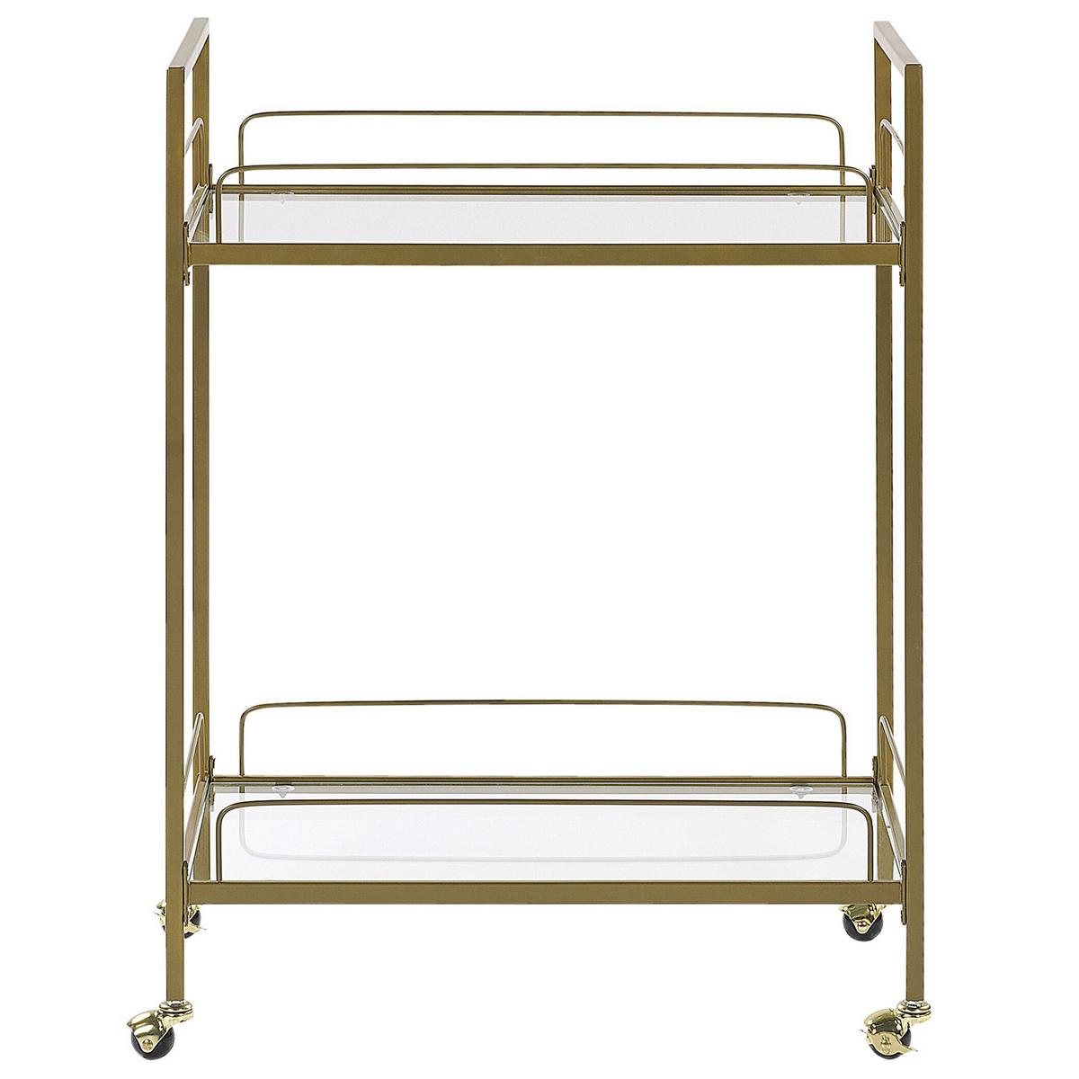 SERVIERWAGEN Gold Veneta - Goldfarben, Glas (66/90/40cm) - Beliani