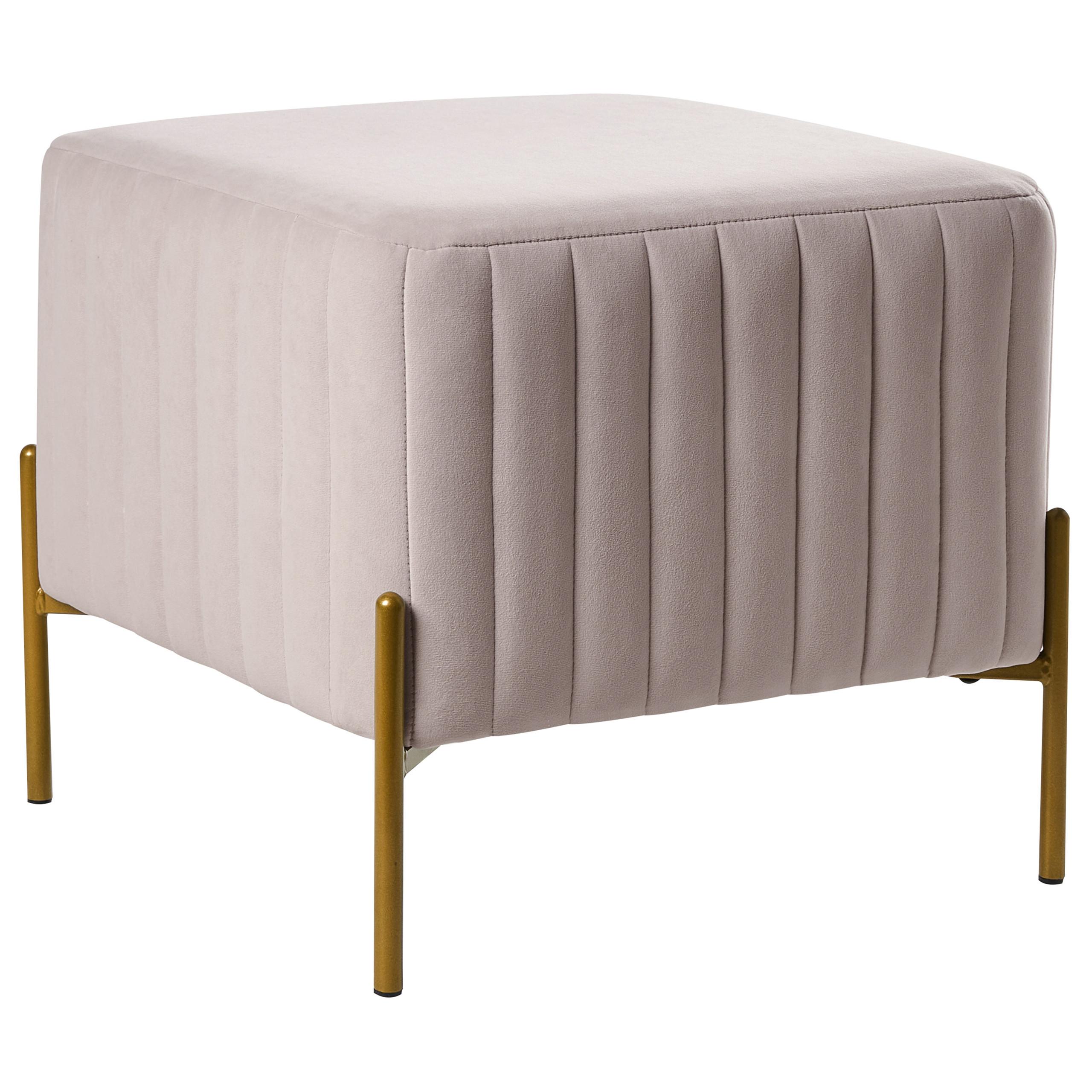 HOCKER Samtstoff Taupe Utah - Taupe, Textil (47/43/47cm) - Beliani
