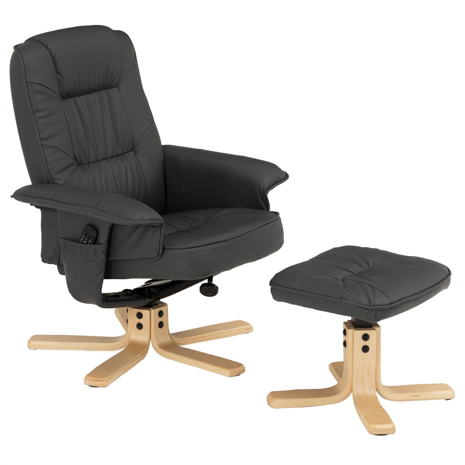 RELAXSESSEL KUNSTLEDER, SET MIT HOCKER CHARLY grau - Grau, Textil (76/87/61cm) - IDIMEX