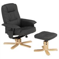 RELAXSESSEL KUNSTLEDER, SET MIT HOCKER CHARLY grau - Grau, Textil (76/87/61cm) - IDIMEX