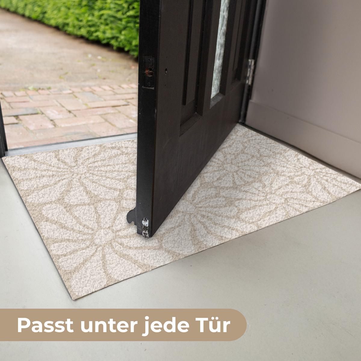 FUSSMATTE Floral - Druck - Beige - Braun - Minimalistisch Schmutzfangmatte 60x40 cm - Sandfarben, Kunststoff (60/0.4cm) - MuchoWow