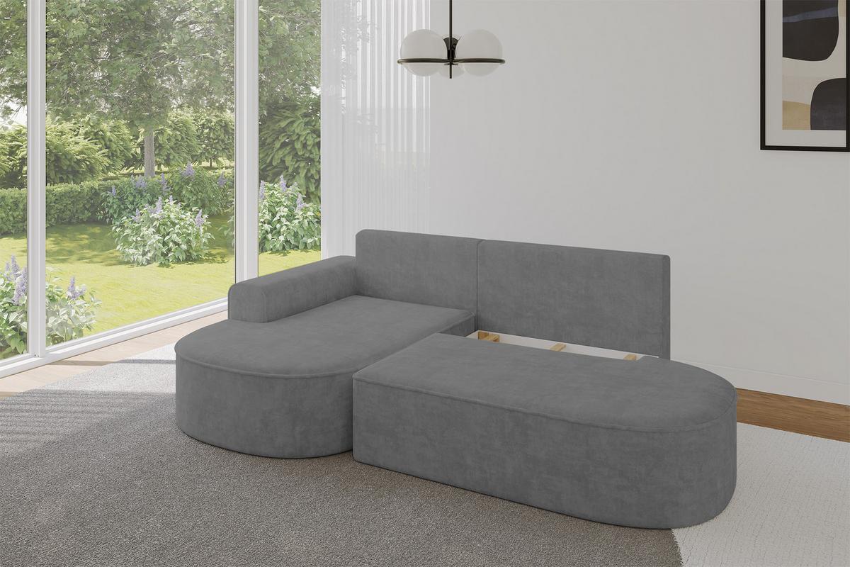 ECKSOFA mit Schlaffunktion und Bettkasten Ottomane Links MARI-L1-S - 283x167x73 cm Grau Velours - Anthrazit/Schwarz, Holzwerkstoff/Kunststoff (283/167cm) - ALTDECOR