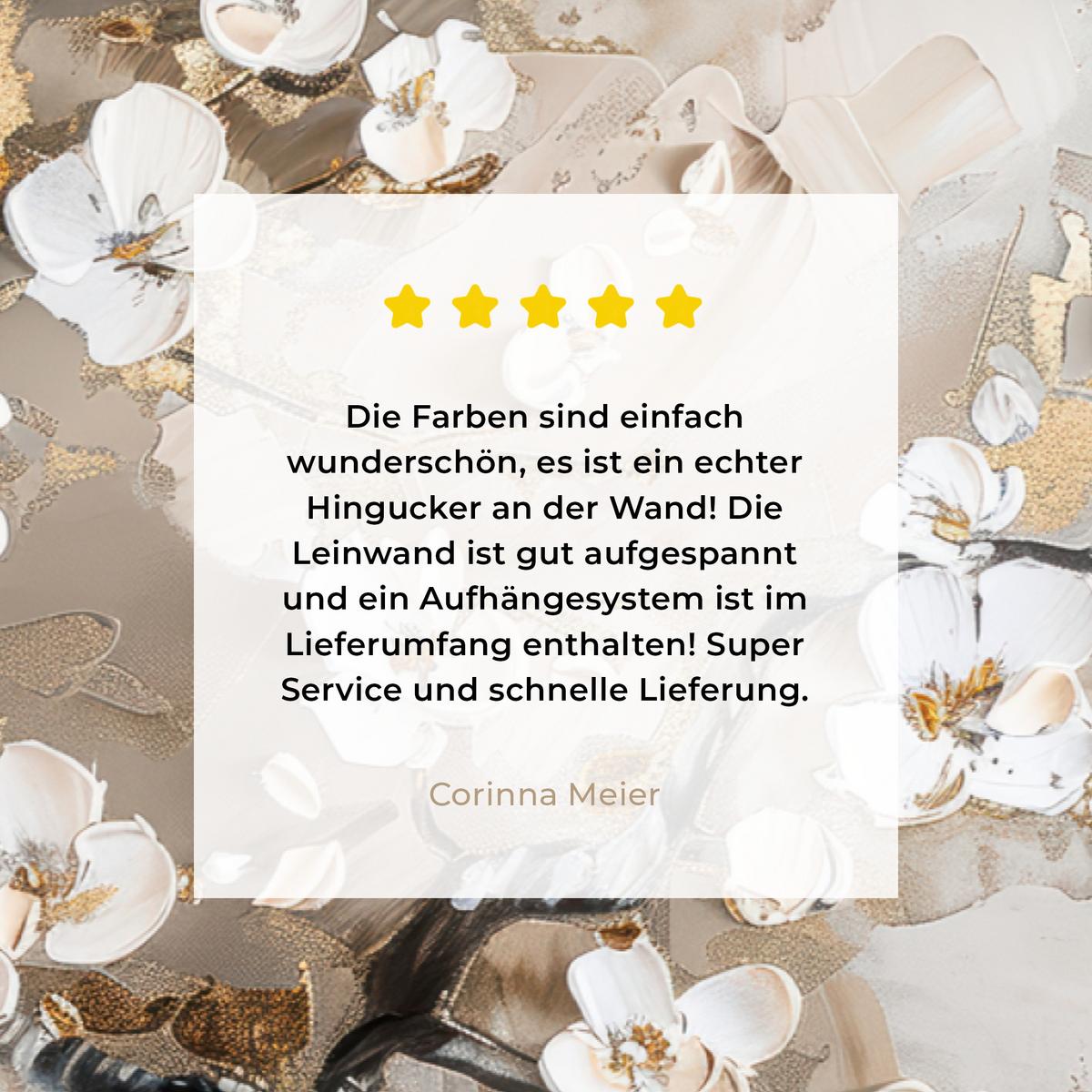 LEINWANDBILD Blumen - Weiß - Gold - Beige - Luxus Deko Schlafzimmer 30x20 cm - Greige, Textil (30/20cm) - MuchoWow