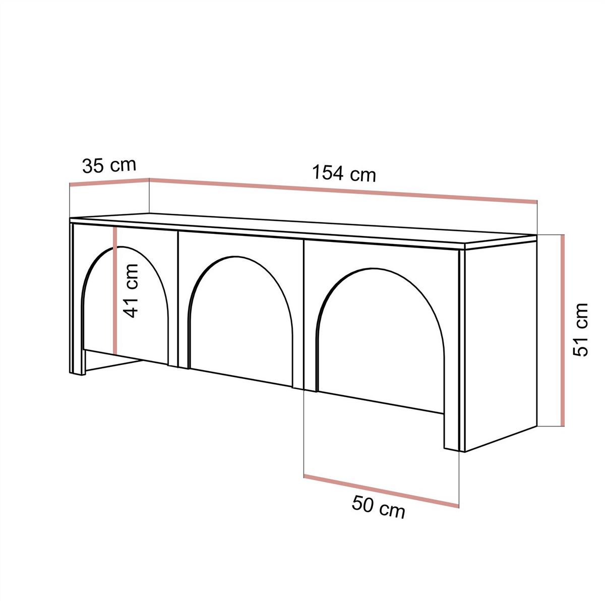 TV-ELEMENT ARIADNA weiß dreitürig - Weiß, Holzwerkstoff (154/51/35cm)