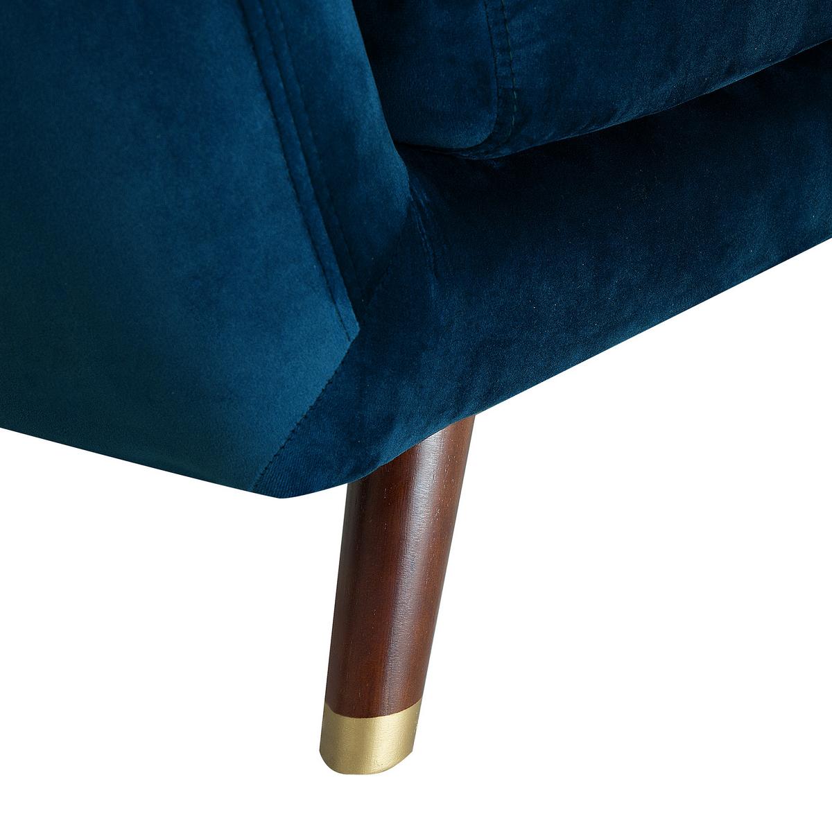 3-SITZER-SOFA Samtstoff Marineblau Bodo - Hellblau, Textil (188/84/85cm) - Beliani