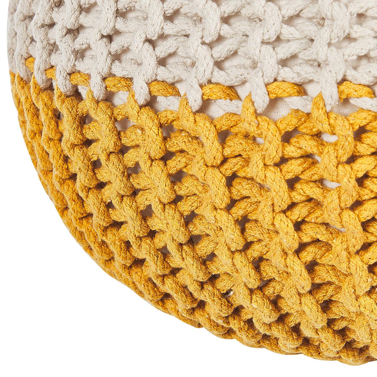 POUF Conrad 50/50/35 cm - Gelb, Naturmaterialien/Textil (50/35/50cm) - Beliani