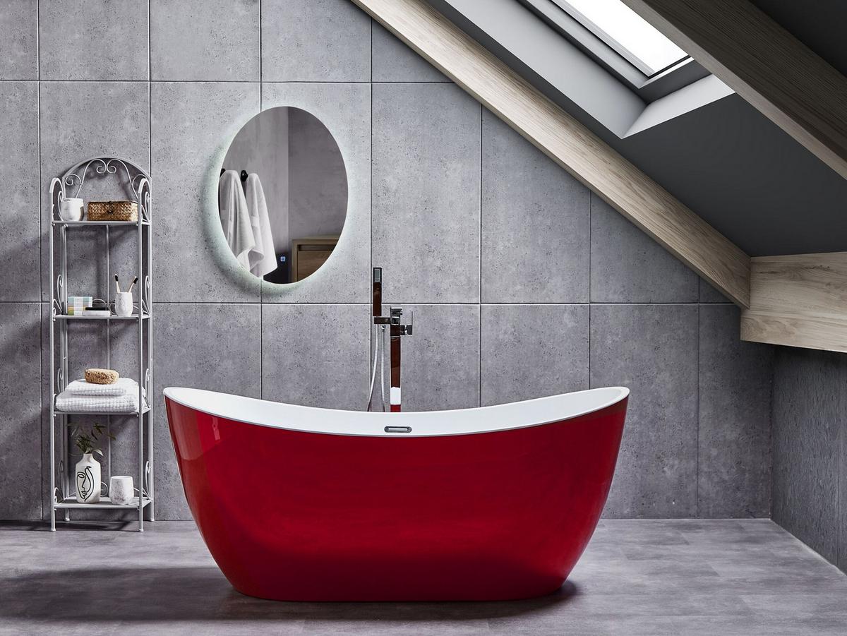 BADEWANNE FREISTEHEND 78x180x72 cm rot Antigua - Rot, Kunststoff (78/72/180cm) - Beliani