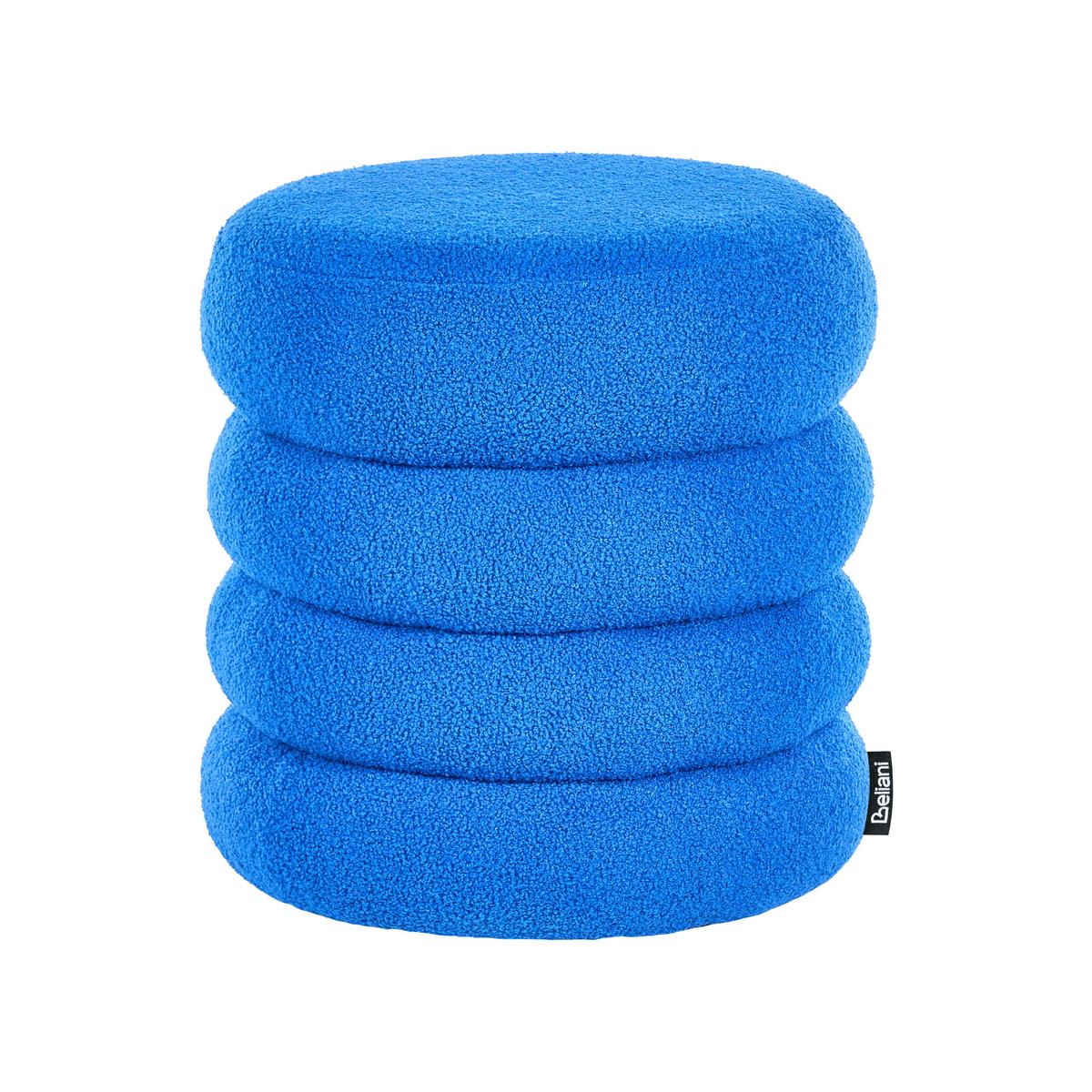 POUF Bouclé Blau Sumpter - Blau, Textil (43/47/43cm) - Beliani